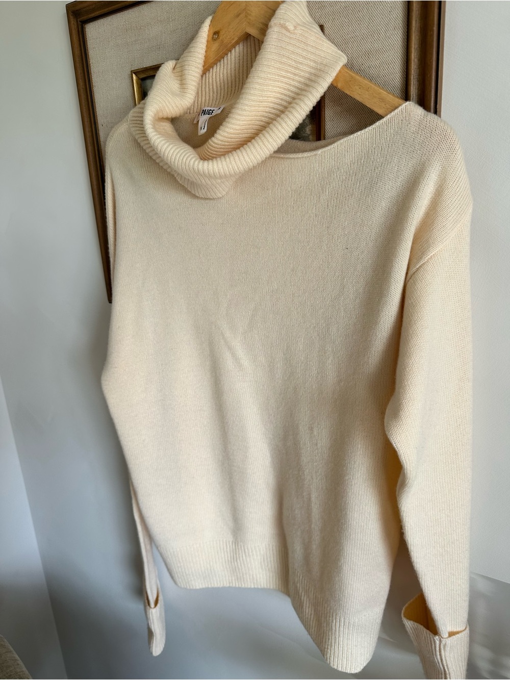 PAIGE Womens Raundi Wool Blend Cut Out Ribbed Trim Turtleneck Sweater sz M - Picture 7 of 11